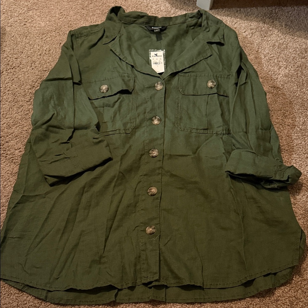Express Olive Green Utility shirt